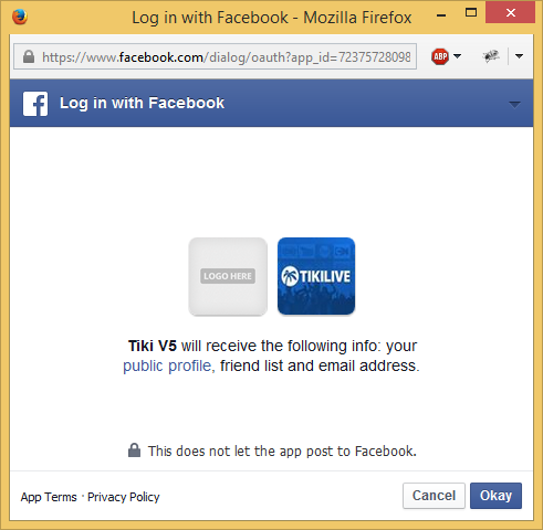 Login using your Facebook account